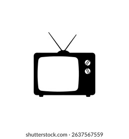 Old television silhouette icon vector flat design.