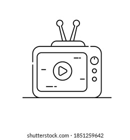 Ilustración vectorial de televisión antigua en estilo de arte lineal aislado en fondo blanco. Estilo lineal del icono de la televisión 