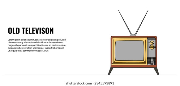 Vieja ilustración vectorial de televisión. Moderno y plano en línea continua.
