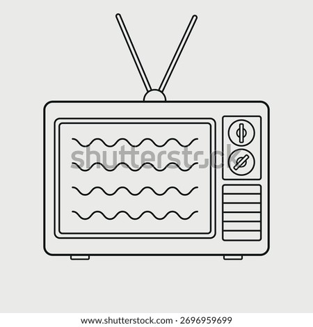 Old television vector illustration. old technology, communication, black icon. vintage, retro art. nostalgia, tv, antenna, leisure, entertainment