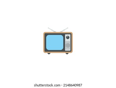 Old Television Vector Isolated Emoticon. TV Icon