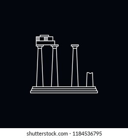Old temple icon. Outline illustration of Old temple vector icon for web and advertising isolated on black background. Element of culture and traditions