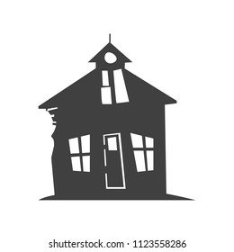 old terrible mansion on a white background