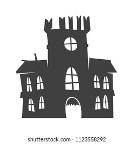 old terrible mansion on a white background