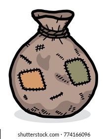 old textile sack / cartoon vector and illustration, hand drawn style, isolated on white background.