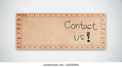 Old Texture Paper Calendar with Contact Us Word Vector
