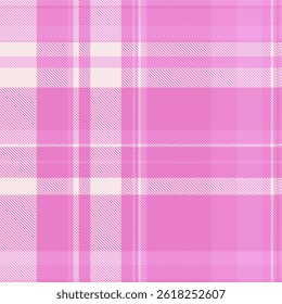 Old texture plaid fabric, hounds seamless check tartan. Summertime textile pattern vector background in pink and white colors palette.