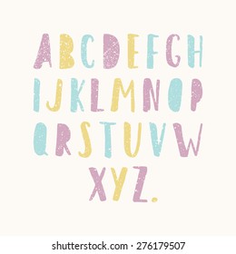 Old textured hand drawn simple font