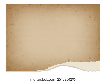 Old textured torn paper, pages turned yellow with age, age-tone, discoloration, stained paper, background material