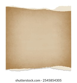 Old textured torn paper, pages turned yellow with age, age-tone, discoloration, background material