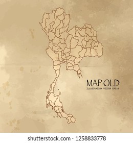 Old thailand map with vintage paper texture vector format. vector eps10 - Vector