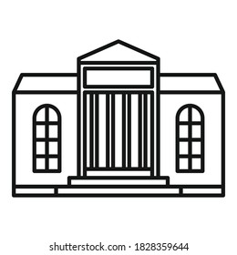 Icono de teatro antiguo. Esquema del icono del vector del teatro antiguo para el diseño web aislado en fondo blanco
