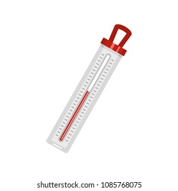 Old thermometer icon. Flat illustration of old thermometer vector icon for web