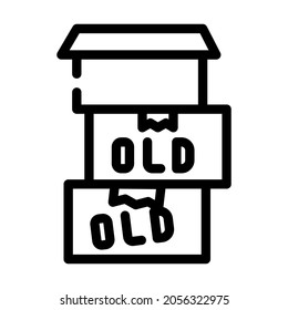 old things in box line icon vector. old things in box sign. isolated contour symbol black illustration