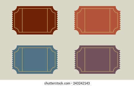 Old Ticket with Copy Space set. Vector Illustration.