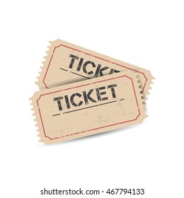 Old ticket with grunge effect. Flat vector illustration on white background.