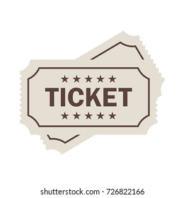 Old ticket vector pictogram isolated on white background