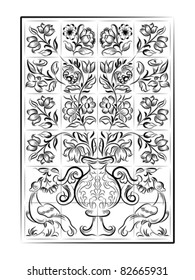 Old tiles portuguese background, vector illustration