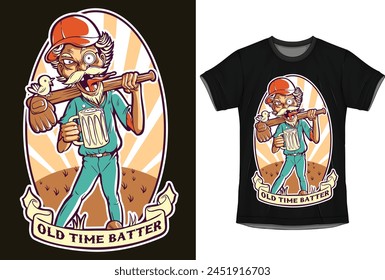 Old time batter t-shirt design