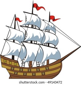 old time cannon sailing nave from the side