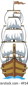 old time cannon sailing nave from the front side