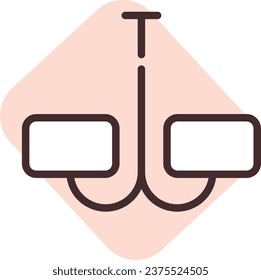 Lámpara de techo, ilustración o icono de tiempo antiguo, vector sobre fondo blanco.