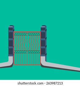 Old Time Forged Gates.Vector illustration