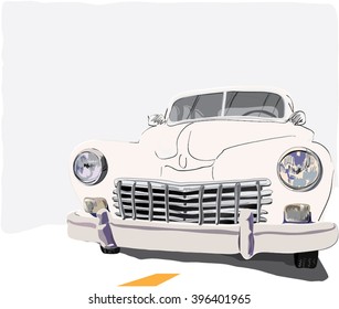 Old timer car.Vector illustration.