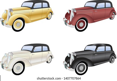 old timer vintage car illustration - vector