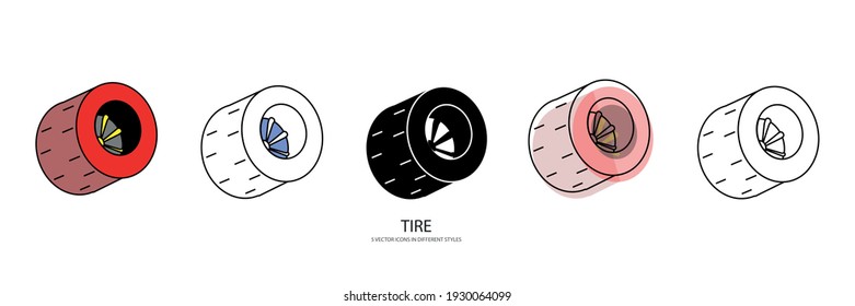 icono de tipo vectorial de neumáticos antiguos