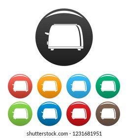 Old toaster icons set 9 color vector isolated on white for any design