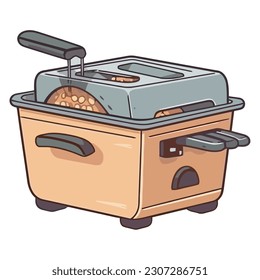 An old toaster oven with a metallic handle isolated