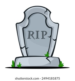 old tombstone flat vector illustration clipart