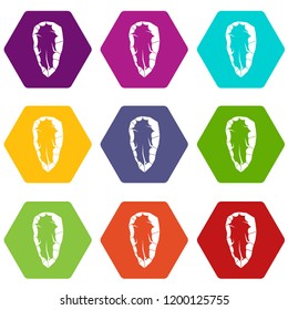 Old tool icons 9 set coloful isolated on white for web