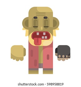 Old Toothless Tramp With Blond Beard, Revolting Homeless Person, Dreg Of Society, Pixelated Simplified Male Vagabond Character