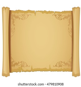 Old torn paper isolated on a white background. Sketch for greeting cards, posters, invitations and other cards with space for your text in retro style. Vector illustration.