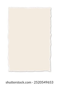 Old torn paper on a white background. Sheet of paper with  jagged edges.