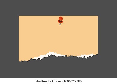 Old torn paper with ragged edge. Vintage note papers vector illustration.