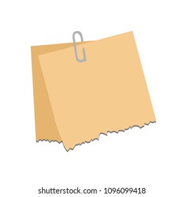 Old torn paper with ragged edge. Vintage note papers vector illustration.