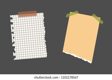 Old torn paper with ragged edge. Vintage note papers collection. Vector illustration.