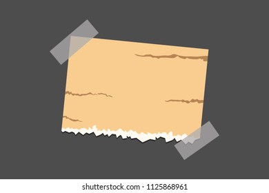 Old torn paper with ragged edge. Vintage note papers vector illustration.