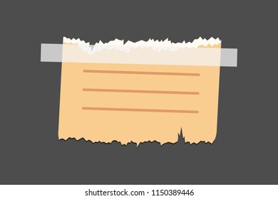 Old torn paper with ragged edge. Vintage note papers vector illustration.