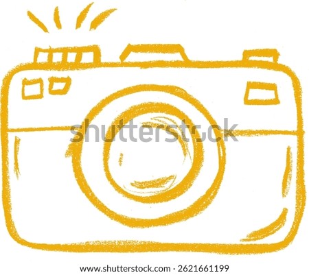 Old Tourist Camera Crayon Chalk Drawing Vector