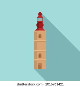 Old tower icon flat vector. Castle wall. Fort building