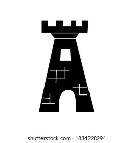 Old tower icon isolated on white. Vector stock illustration. EPS 10