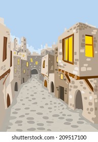 Old Town City, Middle East, Jerusalem (vector Art)