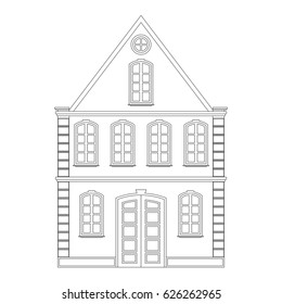 Old town house. Outline vector illustration isolated on white background