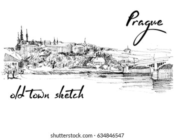 old town Prague vector illustration