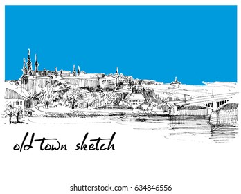 old town Prague vector illustration