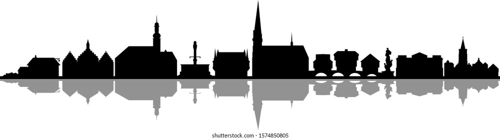 Old Town Skyline Silhouette Vector 